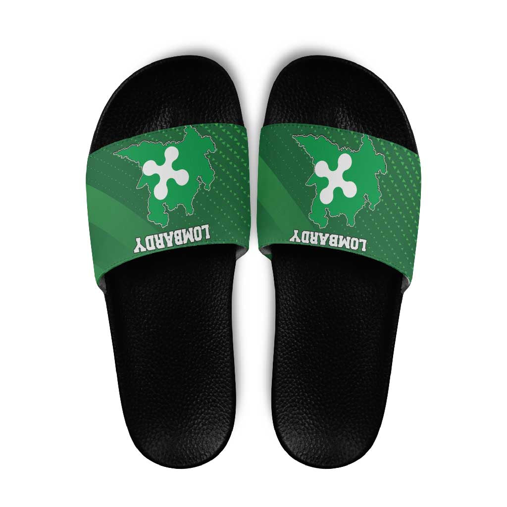 Italy Lombardy Slide Sandals Map With Flag Style - Wonder Print Shop