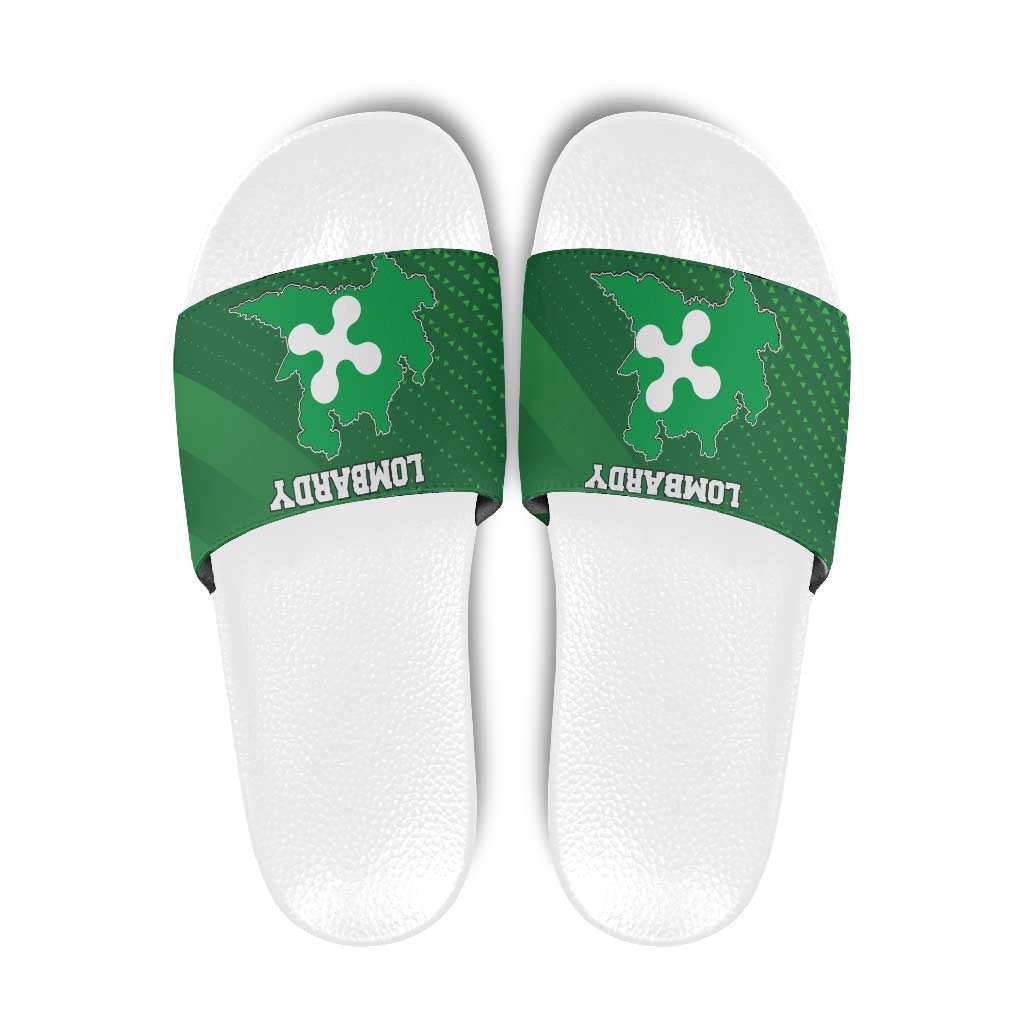 Italy Lombardy Slide Sandals Map With Flag Style - Wonder Print Shop