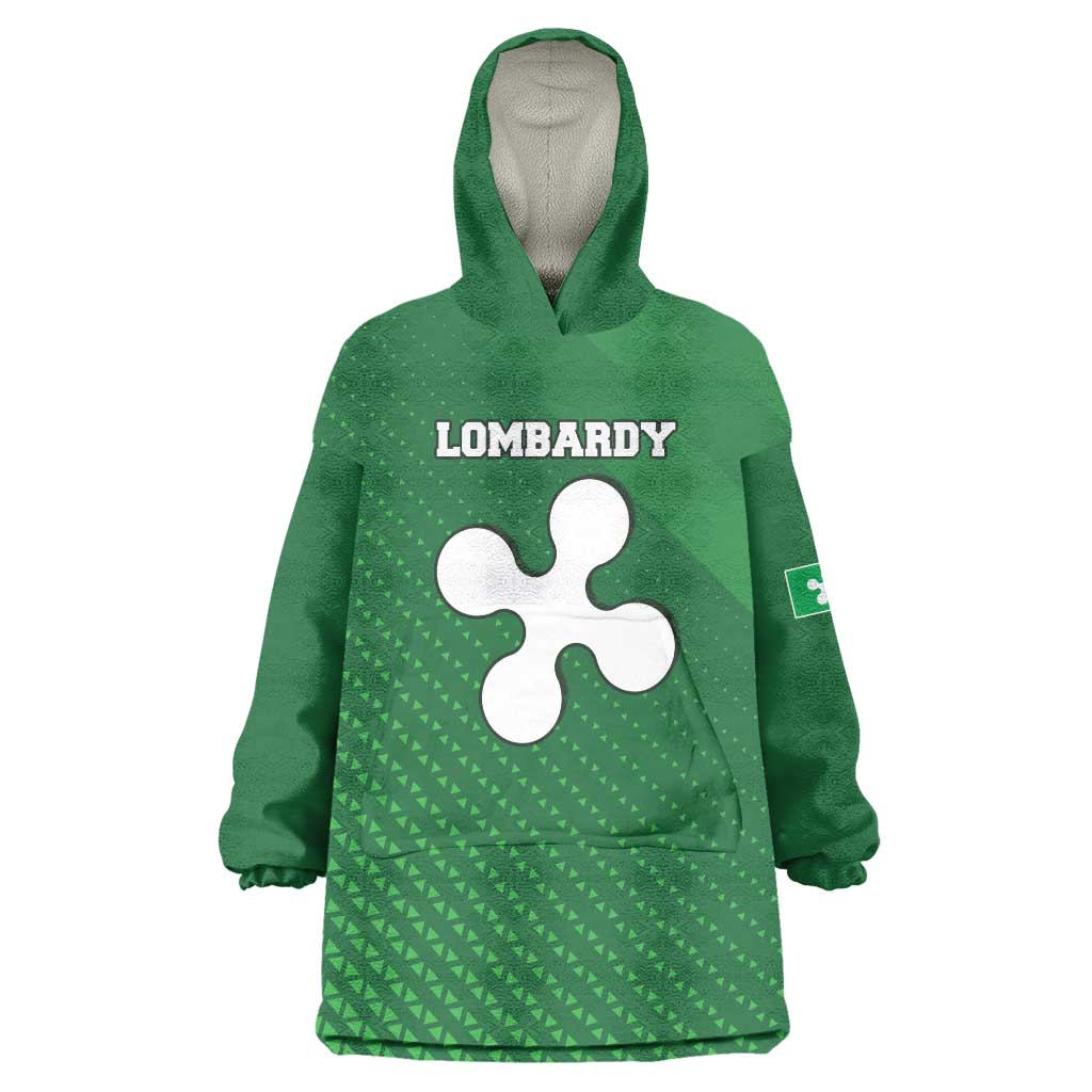 Italy Lombardy Wearable Blanket Hoodie Map With Flag Style - Wonder Print Shop