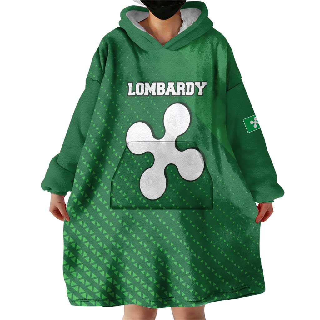 Italy Lombardy Wearable Blanket Hoodie Map With Flag Style - Wonder Print Shop