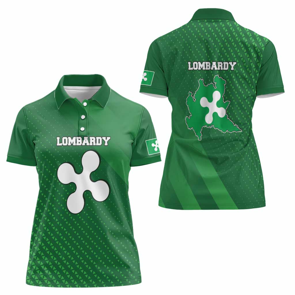 Italy Lombardy Women Polo Shirt Map With Flag Style - Wonder Print Shop