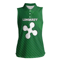Italy Lombardy Women Sleeveless Polo Shirt Map With Flag Style - Wonder Print Shop