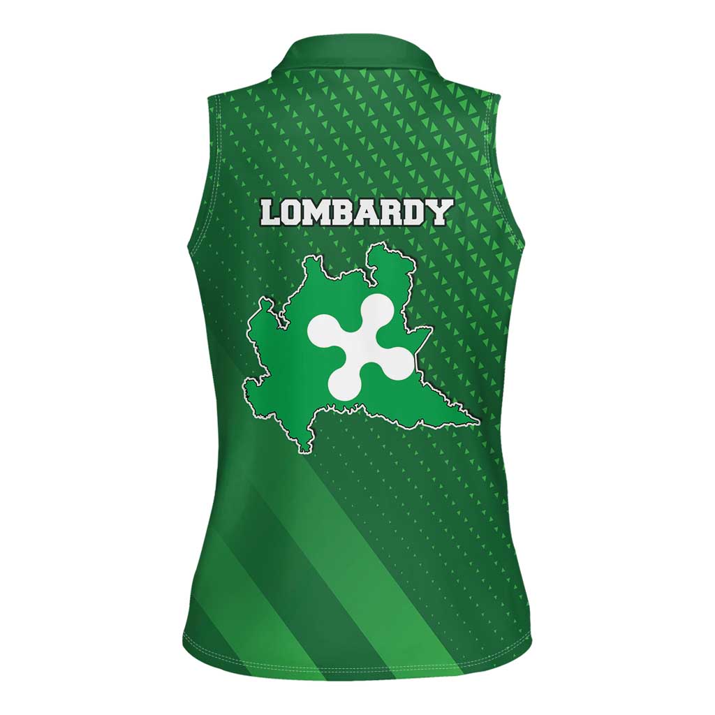 Italy Lombardy Women Sleeveless Polo Shirt Map With Flag Style - Wonder Print Shop