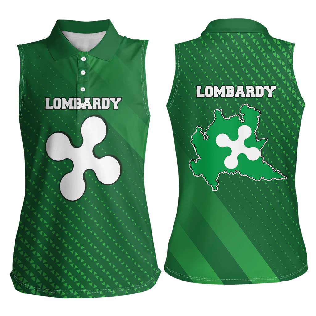 Italy Lombardy Women Sleeveless Polo Shirt Map With Flag Style - Wonder Print Shop