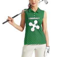 Italy Lombardy Women Sleeveless Polo Shirt Map With Flag Style - Wonder Print Shop