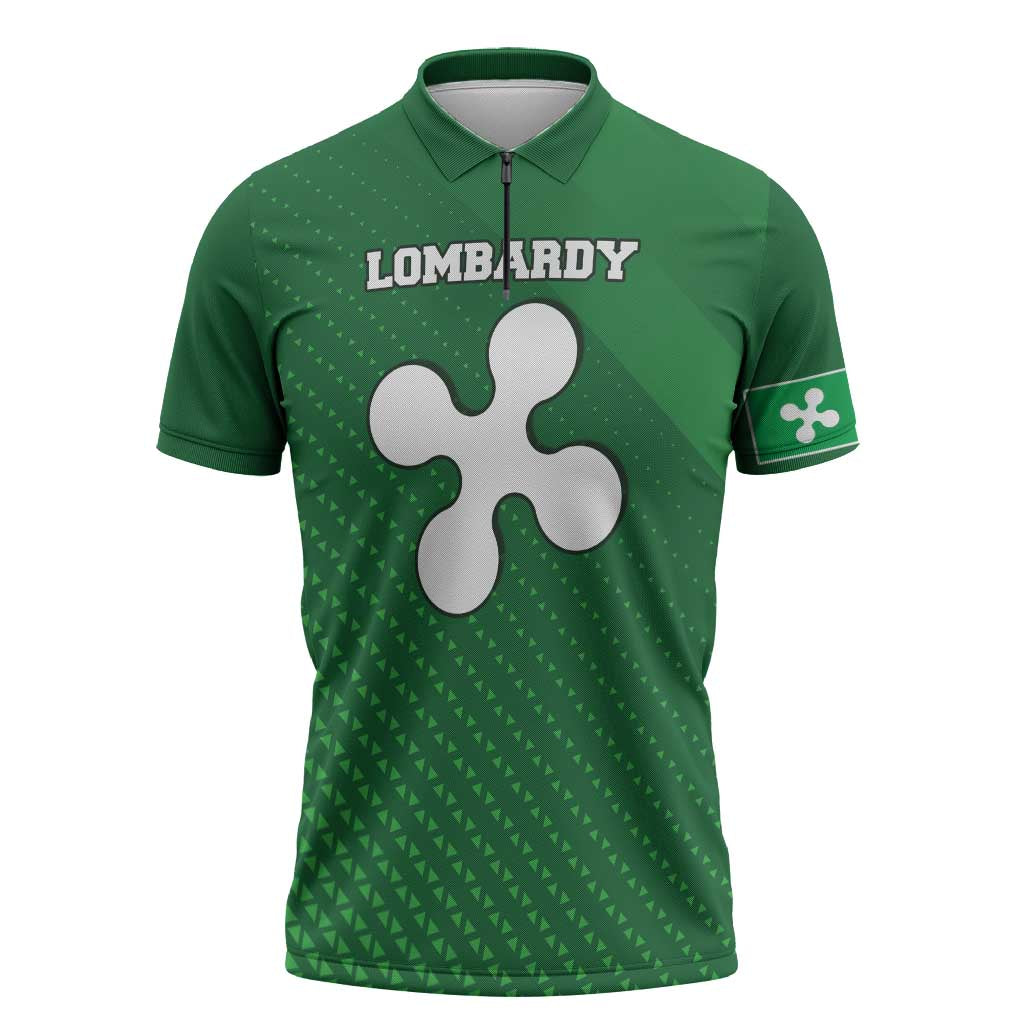 Italy Lombardy Zipper Polo Shirt Map With Flag Style - Wonder Print Shop