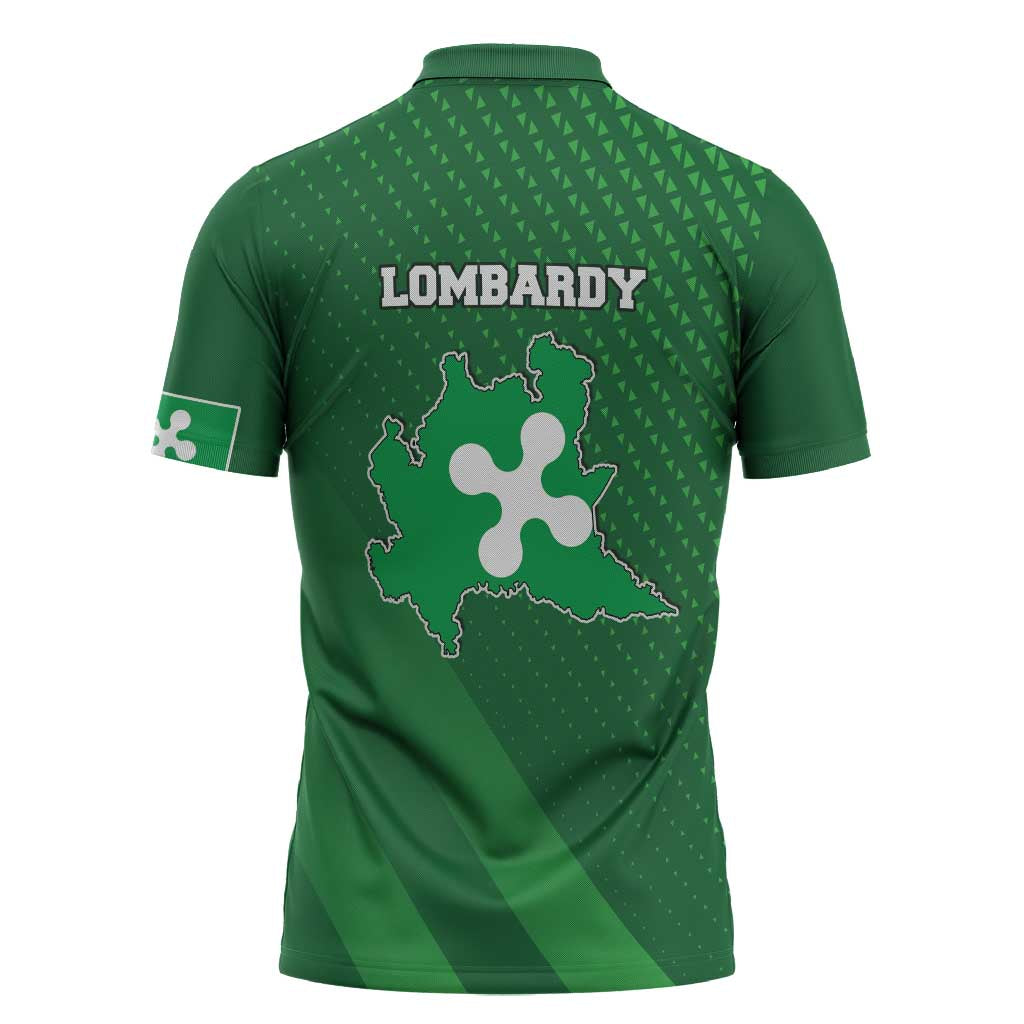 Italy Lombardy Zipper Polo Shirt Map With Flag Style - Wonder Print Shop