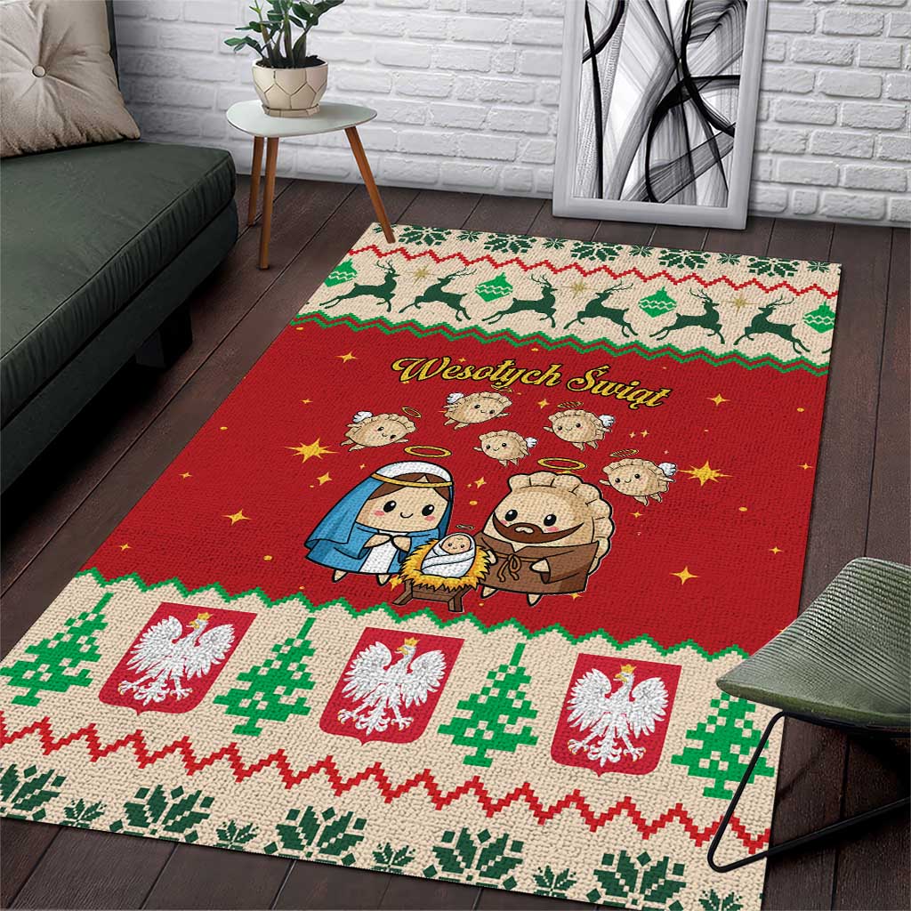Poland Christmas Area Rug Polish Pierogi Mascot Nativity Scene - Wonder Print Shop