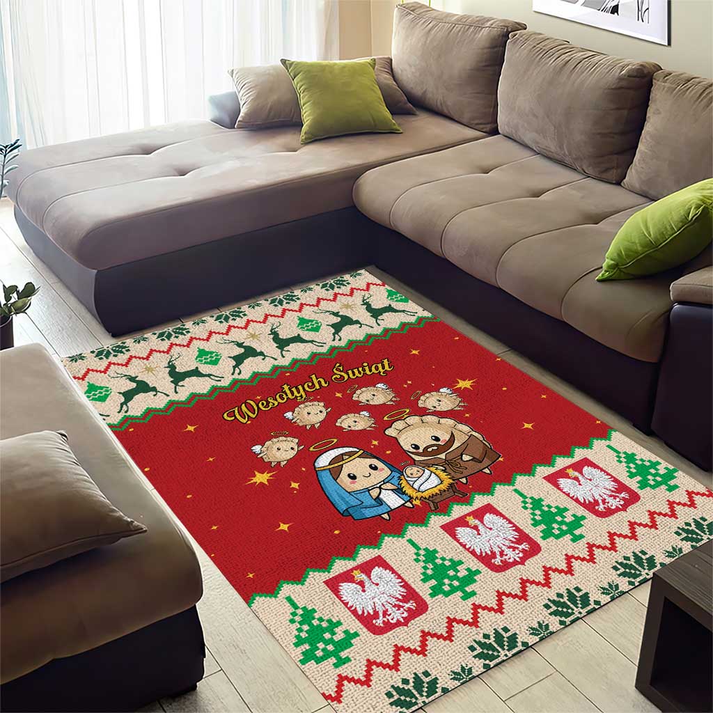 Poland Christmas Area Rug Polish Pierogi Mascot Nativity Scene - Wonder Print Shop