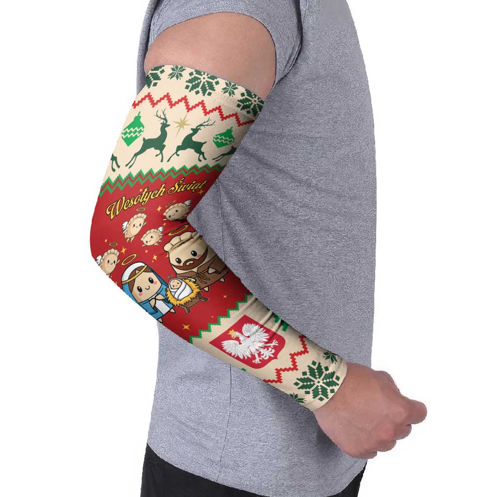 Poland Christmas Arm Sleeves Polish Pierogi Mascot Nativity Scene - Wonder Print Shop