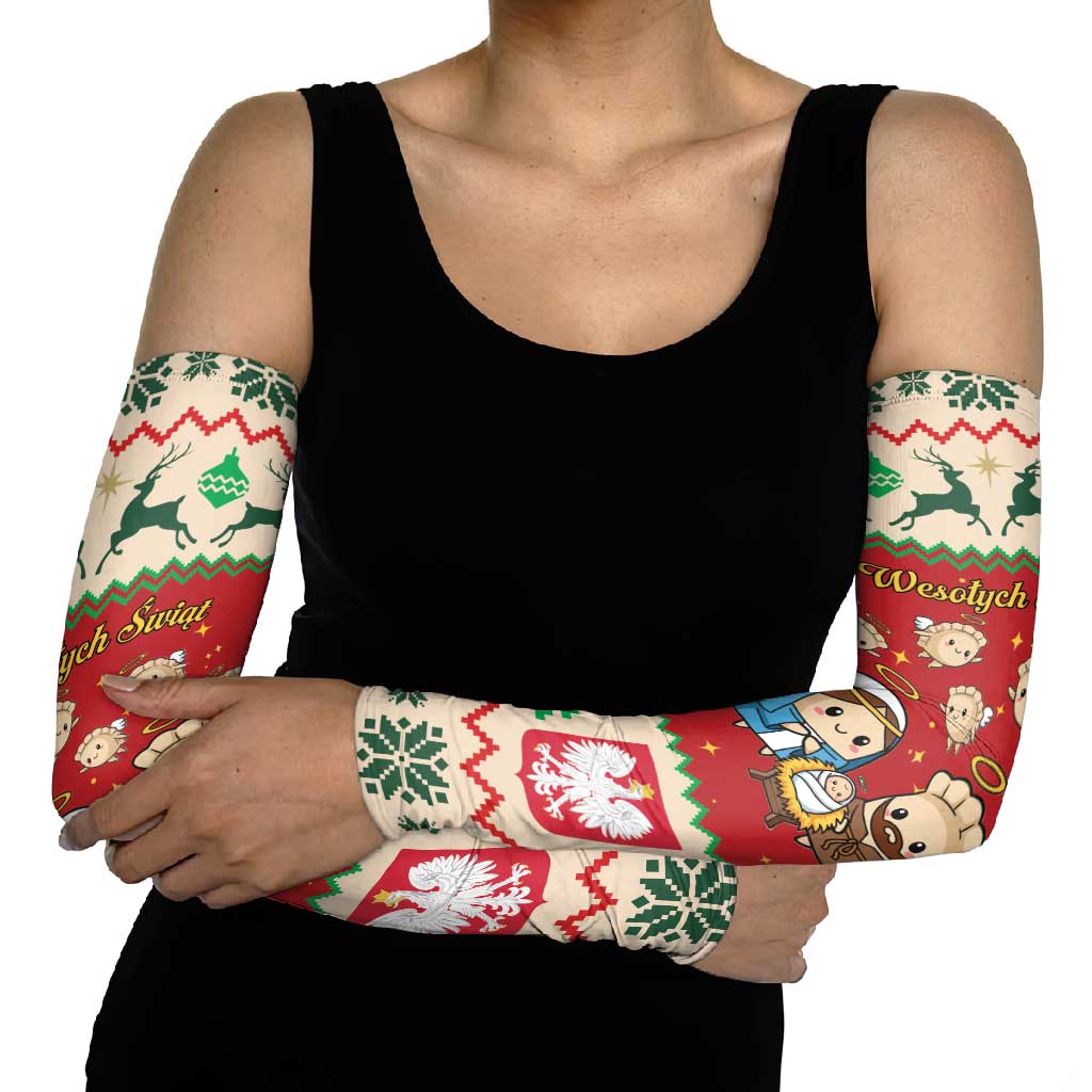 Poland Christmas Arm Sleeves Polish Pierogi Mascot Nativity Scene - Wonder Print Shop