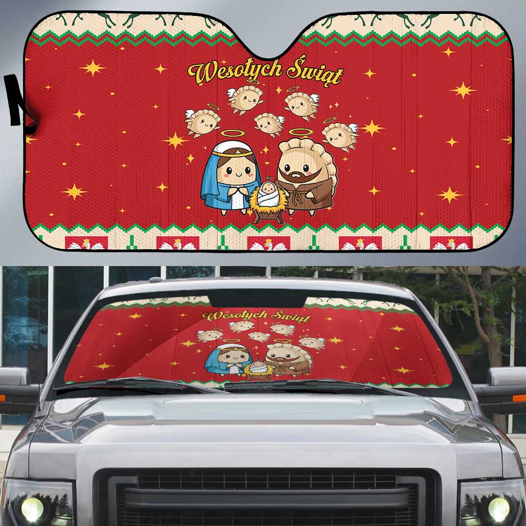 Poland Christmas Auto Sun Shade Polish Pierogi Mascot Nativity Scene - Wonder Print Shop