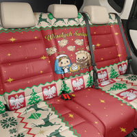 Poland Christmas Back Car Seat Cover Polish Pierogi Mascot Nativity Scene - Wonder Print Shop
