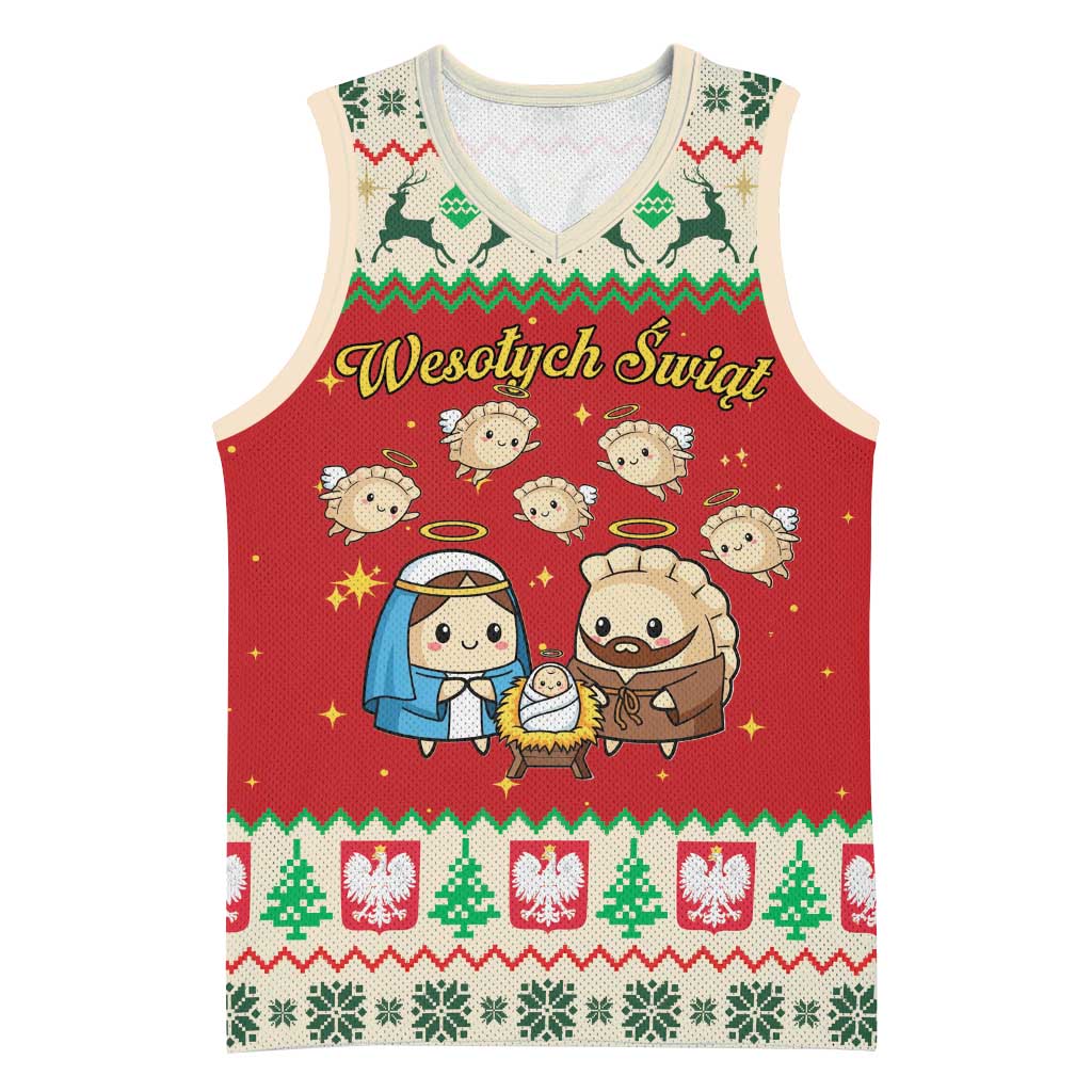 Poland Christmas Basketball Jersey Polish Pierogi Mascot Nativity Scene - Wonder Print Shop