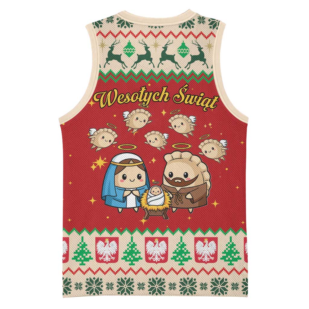 Poland Christmas Basketball Jersey Polish Pierogi Mascot Nativity Scene - Wonder Print Shop