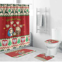 Poland Christmas Bathroom Set Polish Pierogi Mascot Nativity Scene - Wonder Print Shop