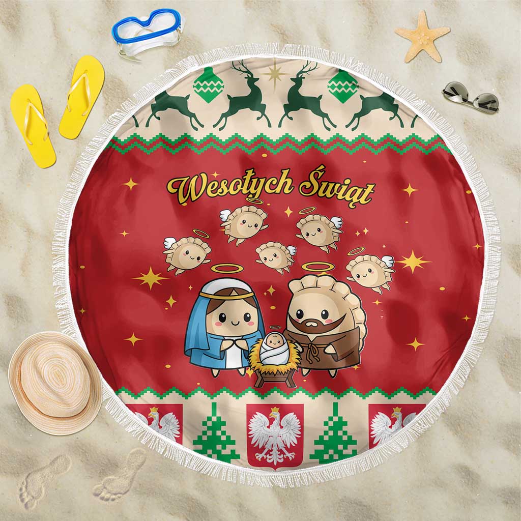 Poland Christmas Beach Blanket Polish Pierogi Mascot Nativity Scene - Wonder Print Shop