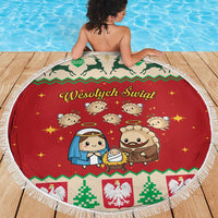 Poland Christmas Beach Blanket Polish Pierogi Mascot Nativity Scene - Wonder Print Shop