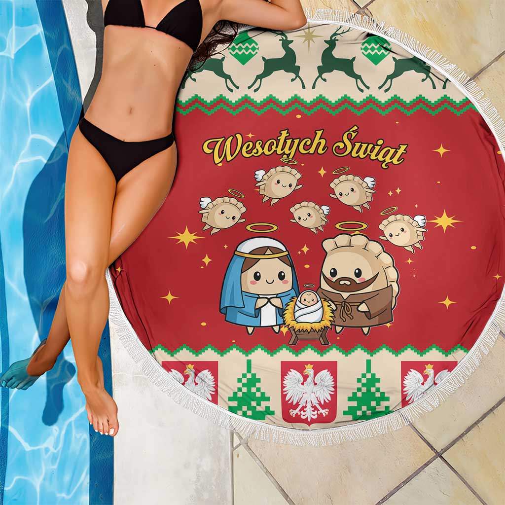 Poland Christmas Beach Blanket Polish Pierogi Mascot Nativity Scene - Wonder Print Shop