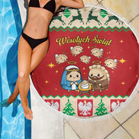 Poland Christmas Beach Blanket Polish Pierogi Mascot Nativity Scene - Wonder Print Shop