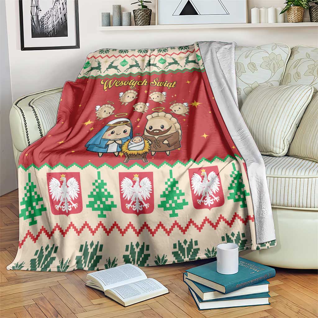 Poland Christmas Blanket Polish Pierogi Mascot Nativity Scene - Wonder Print Shop