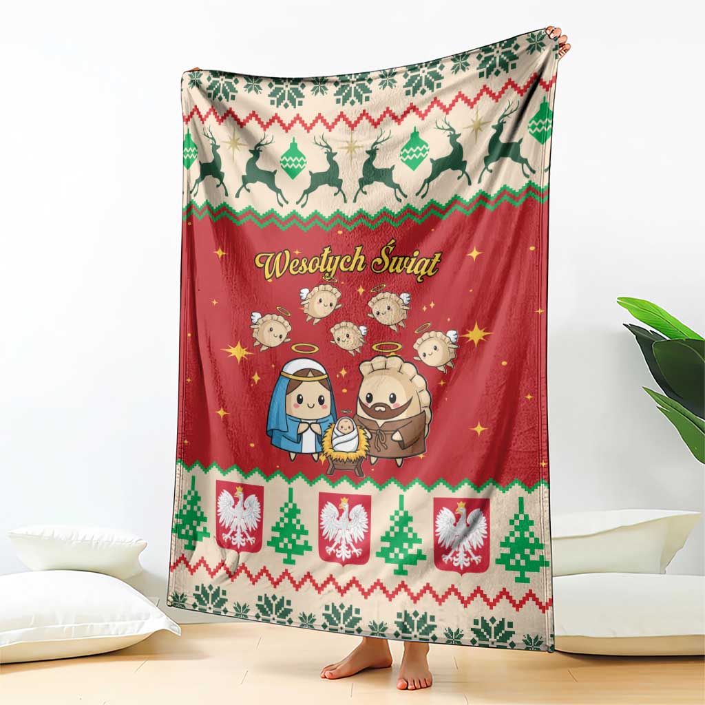 Poland Christmas Blanket Polish Pierogi Mascot Nativity Scene - Wonder Print Shop
