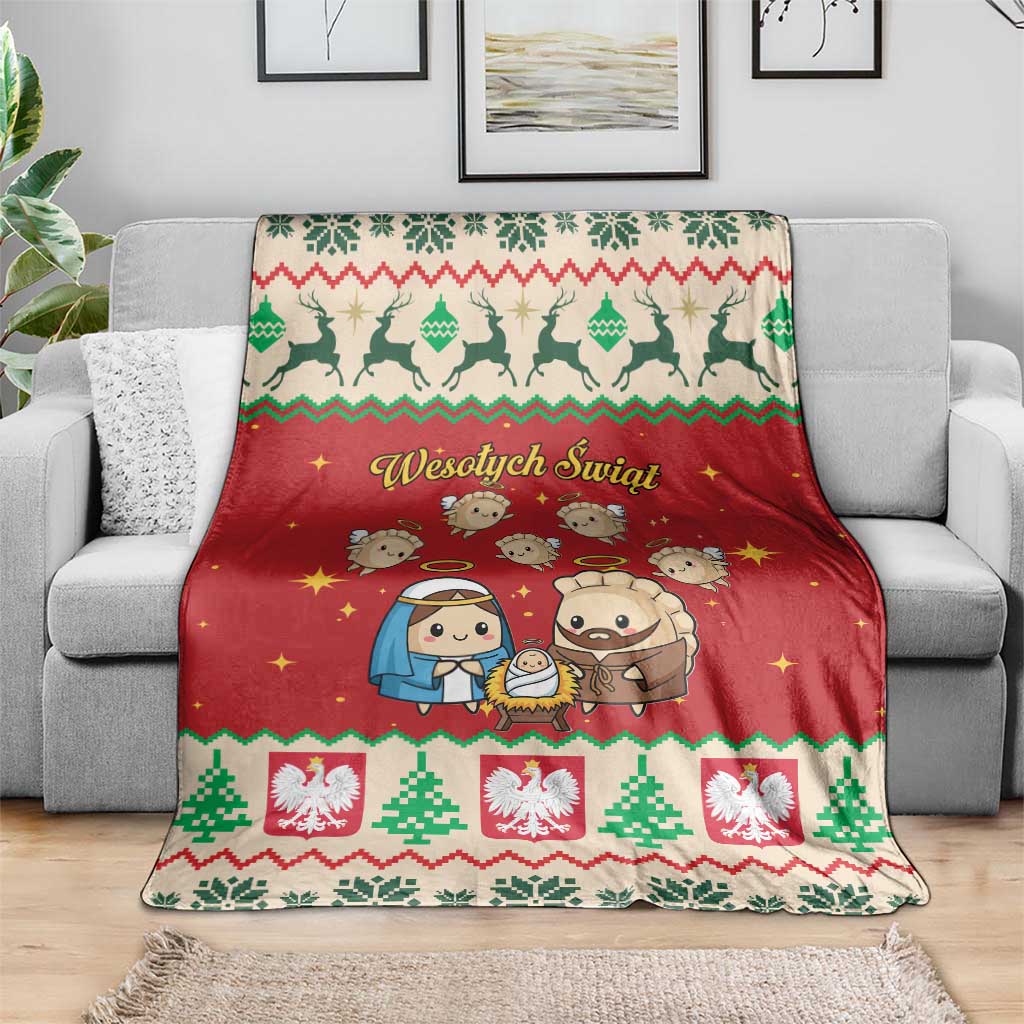 Poland Christmas Blanket Polish Pierogi Mascot Nativity Scene - Wonder Print Shop