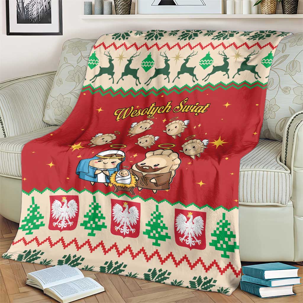 Poland Christmas Blanket Polish Pierogi Mascot Nativity Scene - Wonder Print Shop