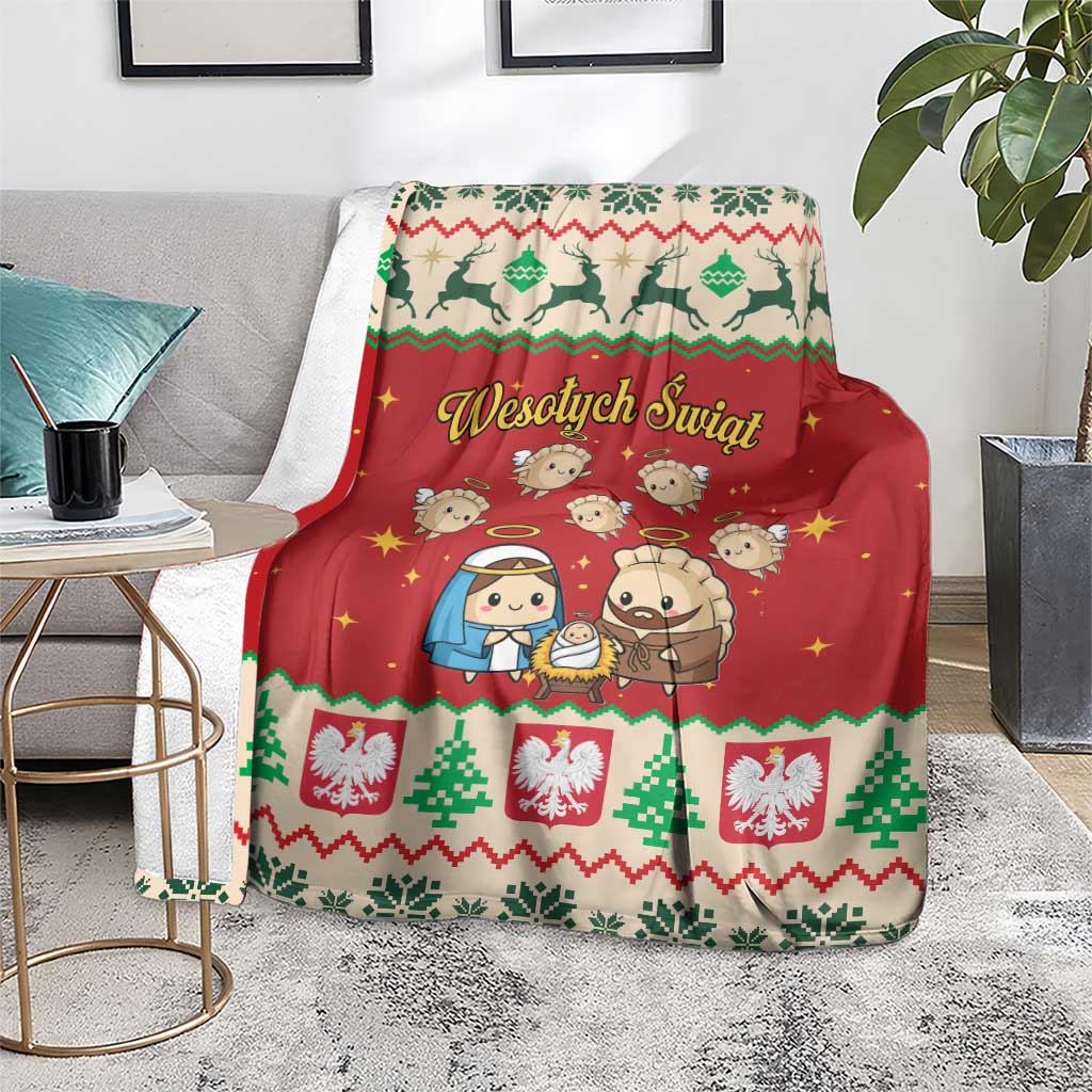 Poland Christmas Blanket Polish Pierogi Mascot Nativity Scene - Wonder Print Shop