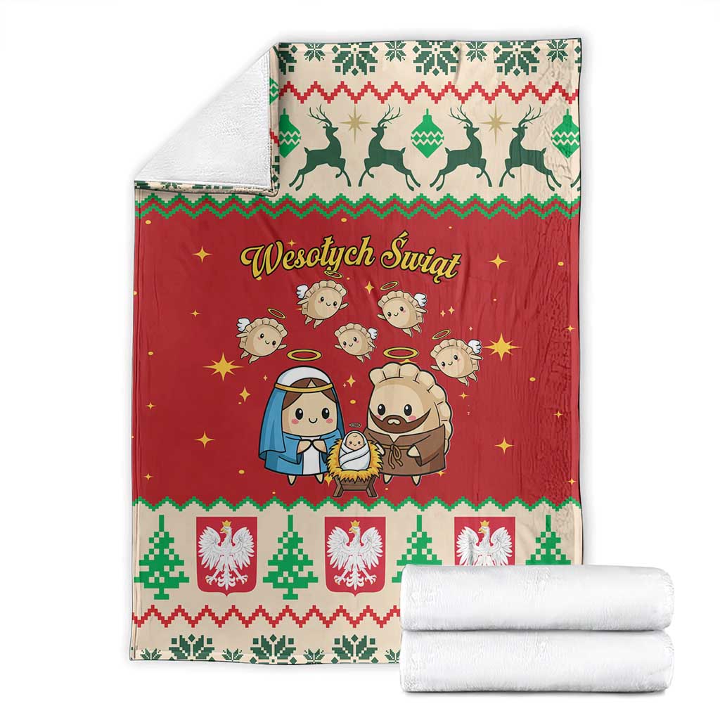 Poland Christmas Blanket Polish Pierogi Mascot Nativity Scene - Wonder Print Shop