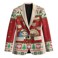 Poland Christmas Blazer Polish Pierogi Mascot Nativity Scene - Wonder Print Shop