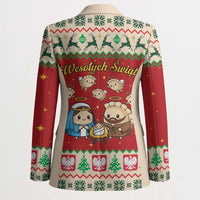 Poland Christmas Blazer Polish Pierogi Mascot Nativity Scene - Wonder Print Shop