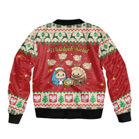 Poland Christmas Bomber Jacket Polish Pierogi Mascot Nativity Scene - Wonder Print Shop
