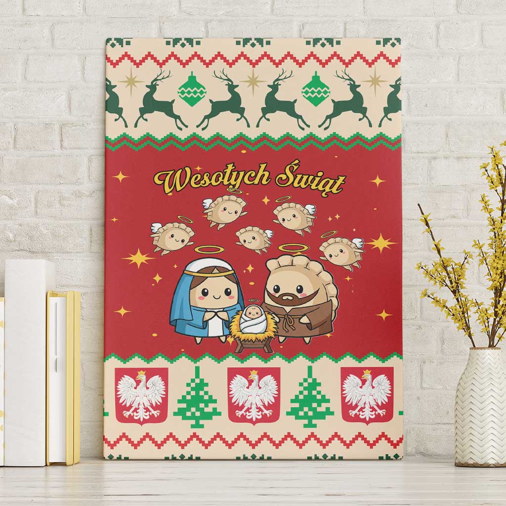 Poland Christmas Canvas Wall Art Polish Pierogi Mascot Nativity Scene - Wonder Print Shop