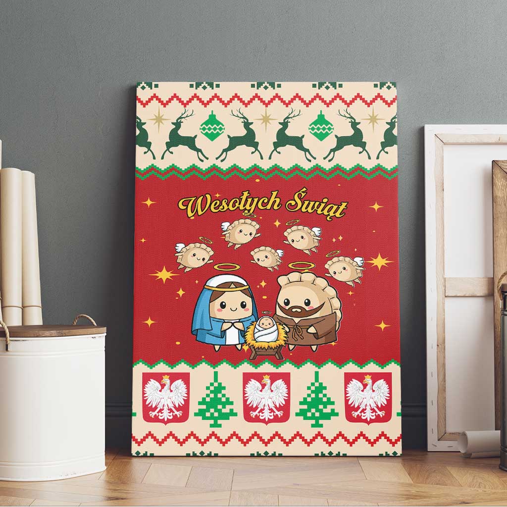 Poland Christmas Canvas Wall Art Polish Pierogi Mascot Nativity Scene - Wonder Print Shop