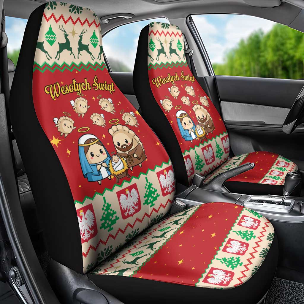 Poland Christmas Car Seat Cover Polish Pierogi Mascot Nativity Scene - Wonder Print Shop