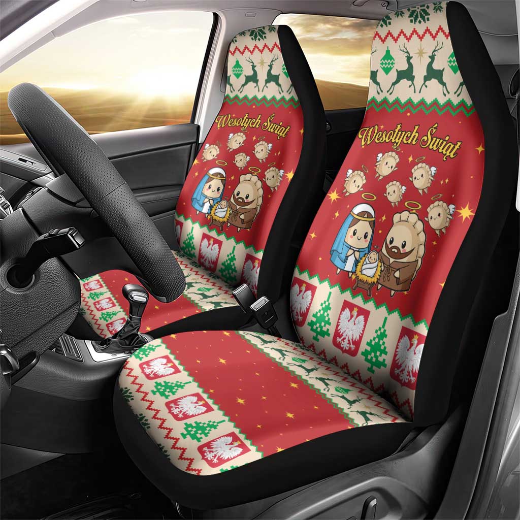 Poland Christmas Car Seat Cover Polish Pierogi Mascot Nativity Scene - Wonder Print Shop