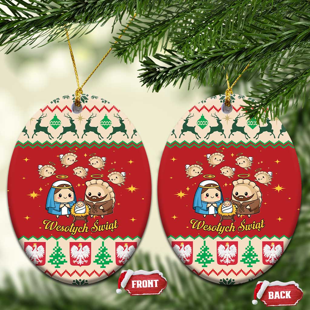 Poland Christmas Ceramic Ornament Polish Pierogi Mascot Nativity Scene - Wonder Print Shop