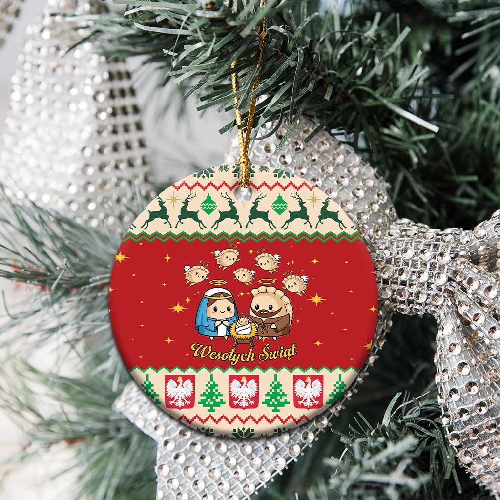 Poland Christmas Ceramic Ornament Polish Pierogi Mascot Nativity Scene - Wonder Print Shop