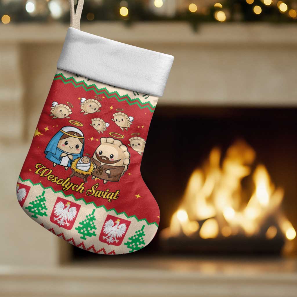 Poland Christmas Stocking Polish Pierogi Mascot Nativity Scene - Wonder Print Shop