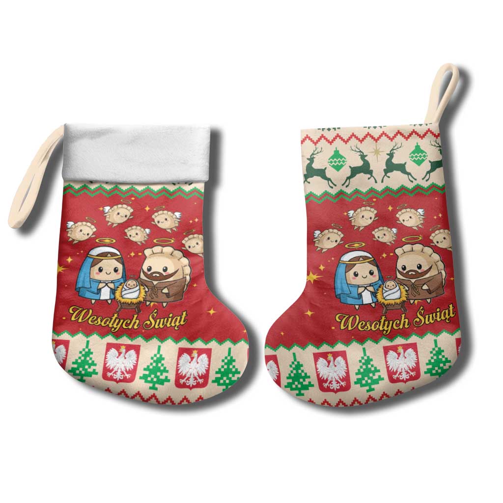 Poland Christmas Stocking Polish Pierogi Mascot Nativity Scene - Wonder Print Shop