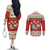 Poland Christmas Couples Matching Off The Shoulder Long Sleeve Dress and Long Sleeve Button Shirt Polish Pierogi Mascot Nativity Scene - Wonder Print Shop