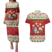 Poland Christmas Couples Matching Puletasi and Hawaiian Shirt Polish Pierogi Mascot Nativity Scene - Wonder Print Shop