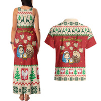 Poland Christmas Couples Matching Tank Maxi Dress and Hawaiian Shirt Polish Pierogi Mascot Nativity Scene - Wonder Print Shop