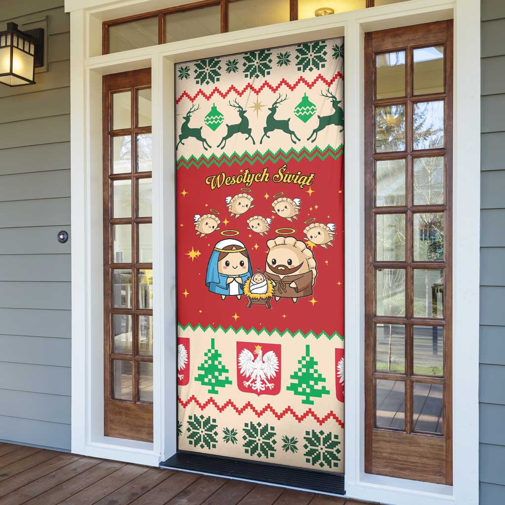 Poland Christmas Door Cover Polish Pierogi Mascot Nativity Scene - Wonder Print Shop