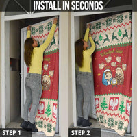 Poland Christmas Door Cover Polish Pierogi Mascot Nativity Scene - Wonder Print Shop