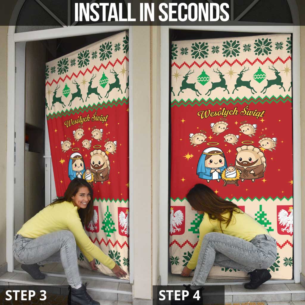Poland Christmas Door Cover Polish Pierogi Mascot Nativity Scene - Wonder Print Shop