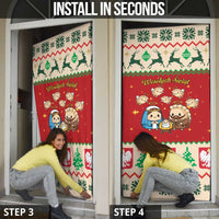 Poland Christmas Door Cover Polish Pierogi Mascot Nativity Scene - Wonder Print Shop