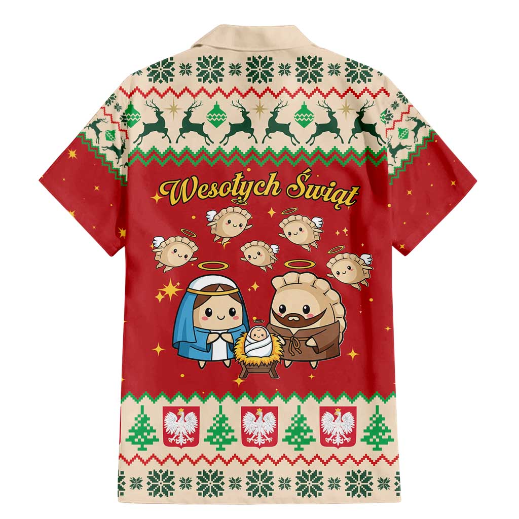Poland Christmas Family Matching Mermaid Dress and Hawaiian Shirt Polish Pierogi Mascot Nativity Scene - Wonder Print Shop