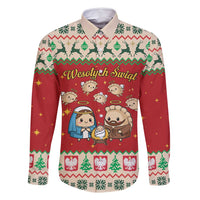 Poland Christmas Family Matching Off Shoulder Short Dress and Hawaiian Shirt Polish Pierogi Mascot Nativity Scene - Wonder Print Shop